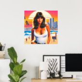 80er Retrowave Summer Girl Poster (Heimbüro)