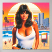 80er Retrowave Summer Girl Poster (Vorne)