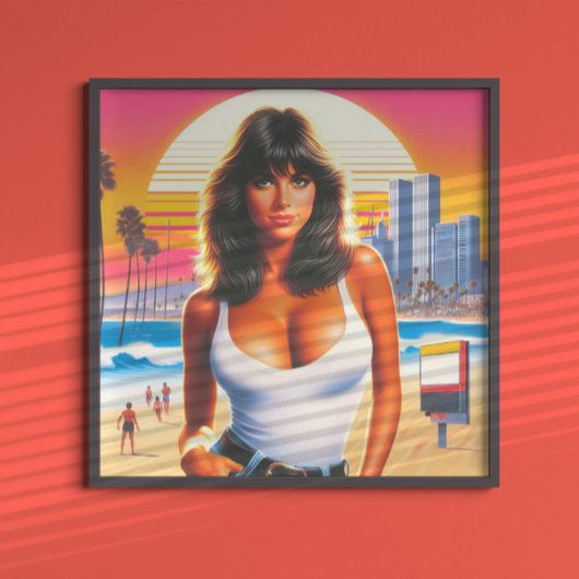 80er Retrowave Summer Girl Poster