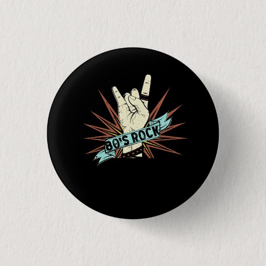 80er Rock Band 80er Rock and Roll Music Lover Rock Button (Vorderseite)