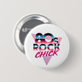 80er Rock Chick 1980er Music Lover Button (Vorne & Hinten)