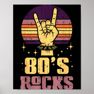 80er Rock Rocker Hand Retro Punk Metal Musik Männe Poster