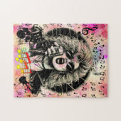 80er Rocker chick Sängerin Tinte Illustration Puzzle (Horizontal)