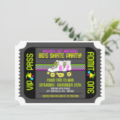 80er Rollerskate Ticket Style Party Einladungen (Stehend Vorderseite)