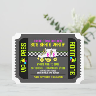 80er Rollerskate Ticket Style Party Einladungen