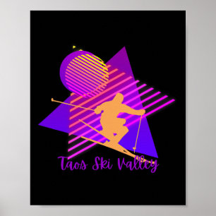 80er Rosa und Lila Taos Ski Valley New Mexico Skif Poster