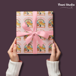 80er Rückblick Vintage Retro Geburtstagsfeier Rosa Geschenkpapier