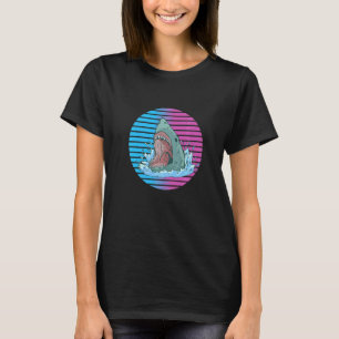 80er Shark Angry Beängstigend Sunset Retro Vintag  T-Shirt