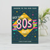 80er Silvester-Party Einladung (Stehend Vorderseite)