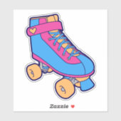 80er Skaten Pink Blue Summer Roller Skate Aufkleber (Blatt)