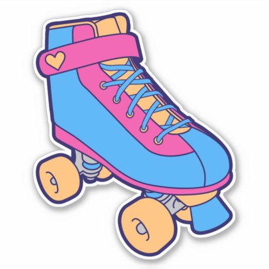 80er Skaten Pink Blue Summer Roller Skate Aufkleber (Vorderseite)