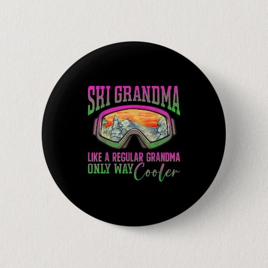 80er Ski Outfit Retro Ski Grandma Button (Vorderseite)