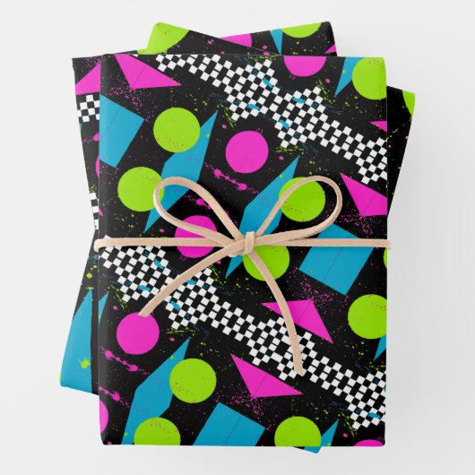 80er Splatterpaint Gift Wrap Set Geschenkpapier Set (Beispiel)