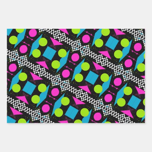 80er Splatterpaint Gift Wrap Set Geschenkpapier Set (Vorderseite)