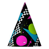 80er Splatterpaint Throw Kissen Partyhütchen (Links)