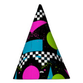 80er Splatterpaint Throw Kissen Partyhütchen (Rechts)
