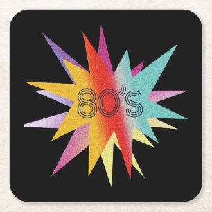 80er Starburst Rechteckiger Pappuntersetzer