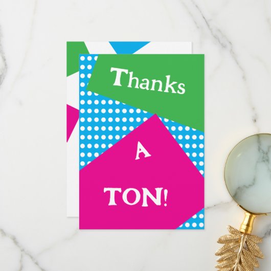 80er-Stil: fette Formen und Farben Dankeskarte (Vorderseite/Rückseite Beispiel)