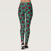 80er Style Red & Green Leopard Print Leggings (Rückseite)