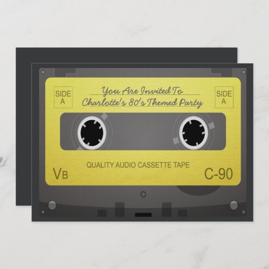 80er Style Retro Music Tape Party Einladung (Vorne/Hinten)