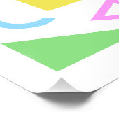 80er Style Shape Muster Color auf Weiß Poster (Ecke)