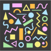 80er Style Shape Patternfarbe auf schwarz Aufkleber (Vorderseite)