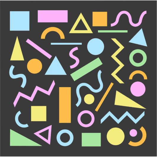 80er Style Shape Patternfarbe auf schwarz Aufkleber (Vorderseite)