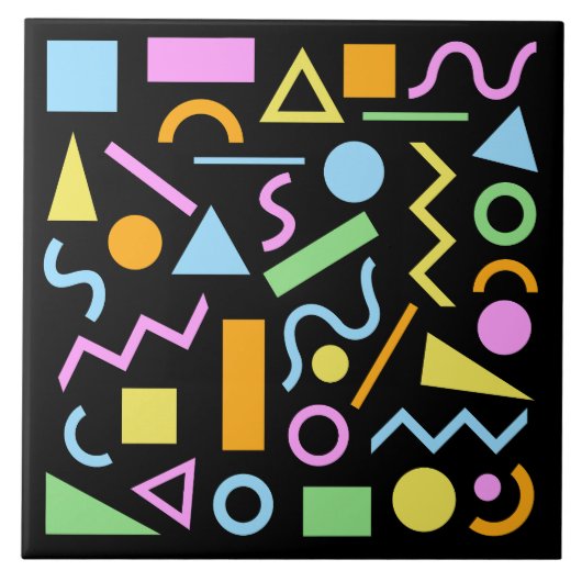 80er Style Shape Patternfarbe auf schwarz Fliese (Vorderseite)
