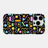 80er Style Shape Patternfarbe auf schwarz iPhone Hülle (Rückseite (Horizontal))