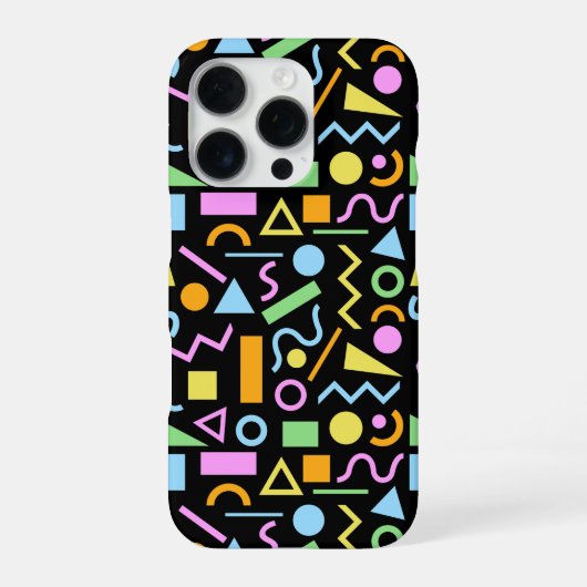 80er Style Shape Patternfarbe auf schwarz iPhone Hülle (Rückseite)