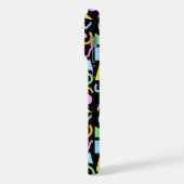 80er Style Shape Patternfarbe auf schwarz iPhone Hülle (Linke Seite)