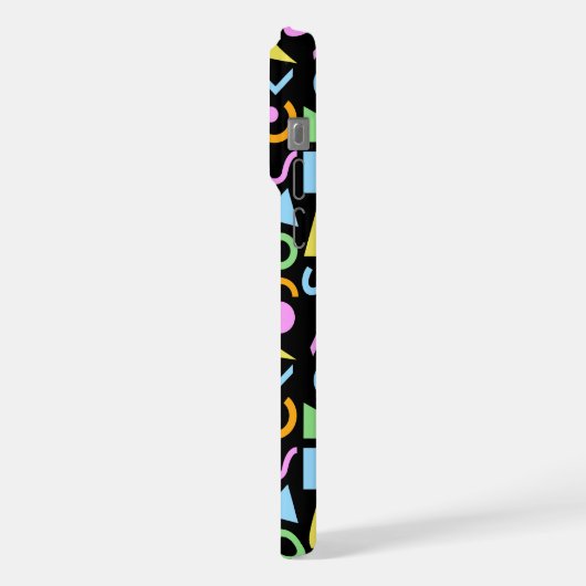 80er Style Shape Patternfarbe auf schwarz iPhone Hülle (Linke Seite)