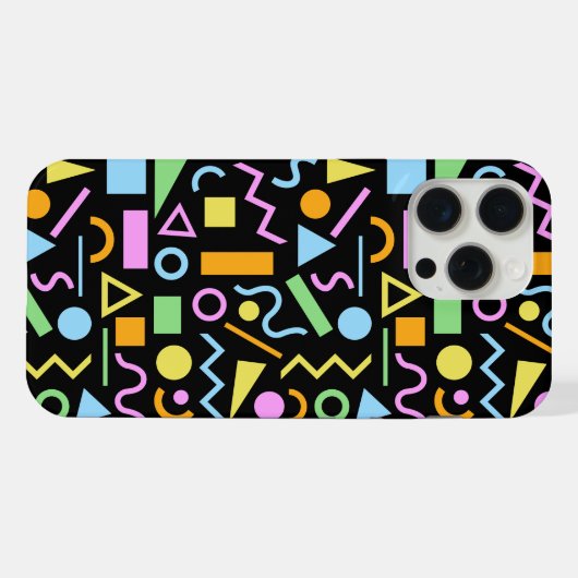 80er Style Shape Patternfarbe auf schwarz iPhone Hülle (Rückseite (Horizontal))