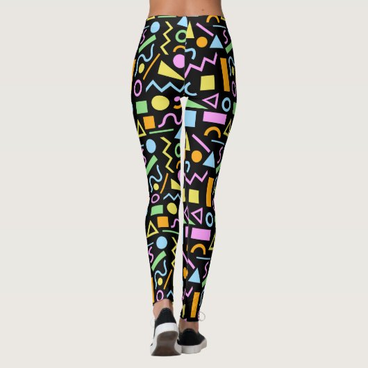 80er Style Shape Patternfarbe auf schwarz Leggings (Rückseite)