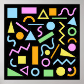 80er Style Shape Patternfarbe auf schwarz Poster (Vorne)