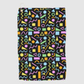 80er Style Shape Rpt Patternfarbe auf schwarz Golfhandtuch (Vorderseite)