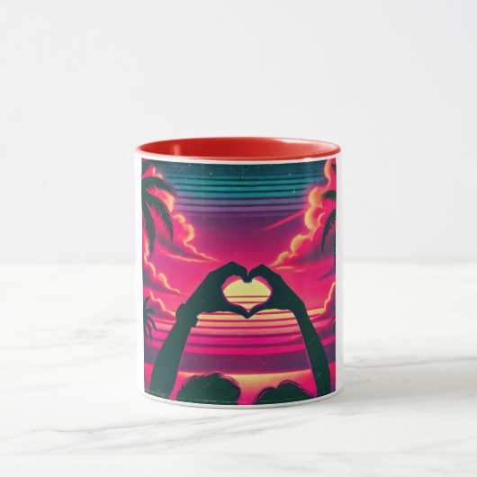 80er Sunset Romantische Liebe Tasse (Zentrum)