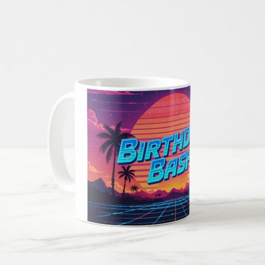 80er Synthwave Birthday Bash Kaffee Tasse (Vorderseite Links)
