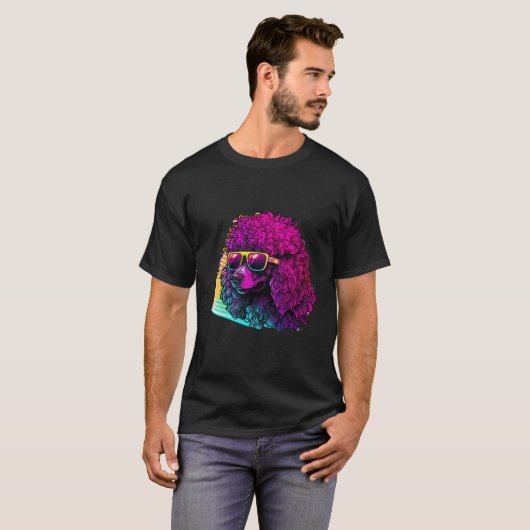 80er Synthwave mit Poodle Retrowave T-Shirt (Vorne ganz)