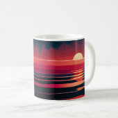 80er-Synthwave-Rotes Meer und Vintage Sonnenunterg Kaffeetasse (VorderseiteRechts)