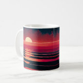 80er-Synthwave-Rotes Meer und Vintage Sonnenunterg Kaffeetasse (Vorderseite Links)