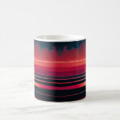 80er-Synthwave-Rotes Meer und Vintage Sonnenunterg Kaffeetasse (Mittel)