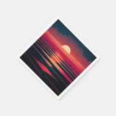 80er-Synthwave-Rotes Meer und Vintage Sonnenunterg Serviette (Ecke)