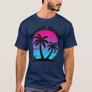 80er Synthwave Sonnenuntergang mit Palmen Sunset B T-Shirt
