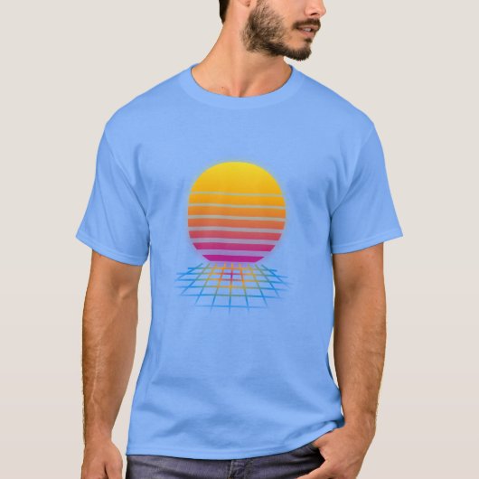 80er Synthwave Sonnenuntergang T-Shirt (Vorderseite)
