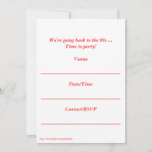 80er themed Party Einladung 80er retro girl Pop ar (Rückseite)