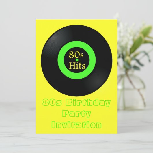 80er themed Party Einladung 80er Retro-Vinyl-Album (Stehend Vorderseite)