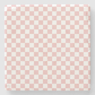 80er-Trend Baby Pink Schachbrettmuster Steinuntersetzer