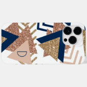 80er Trendy Abstrakt | Gold-Monogramm für Navy und Case-Mate iPhone Hülle (Rückseite (Horizontal))