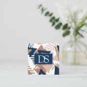 80er Trendy Abstrakt | Gold-Monogramm für Navy und Telefonnummerkarte (Stehend Vorderseite)